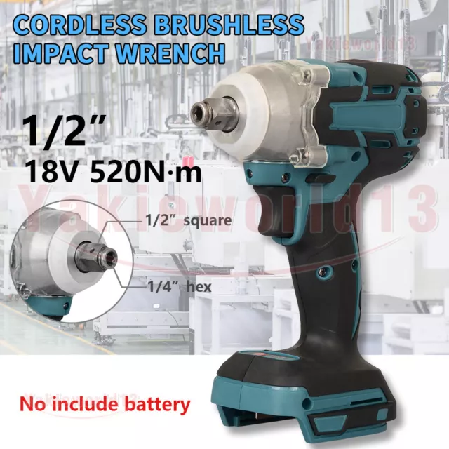 18V Cordless Brushless Impact Wrench Driver Tool Replace Body For Makita Battery