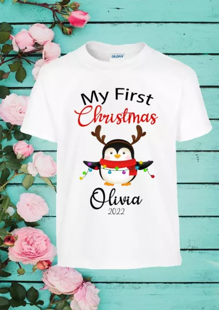 My First Christmas Cute Kids T-shirt Short Long Sleeve  Vest Rompersuit 564 2