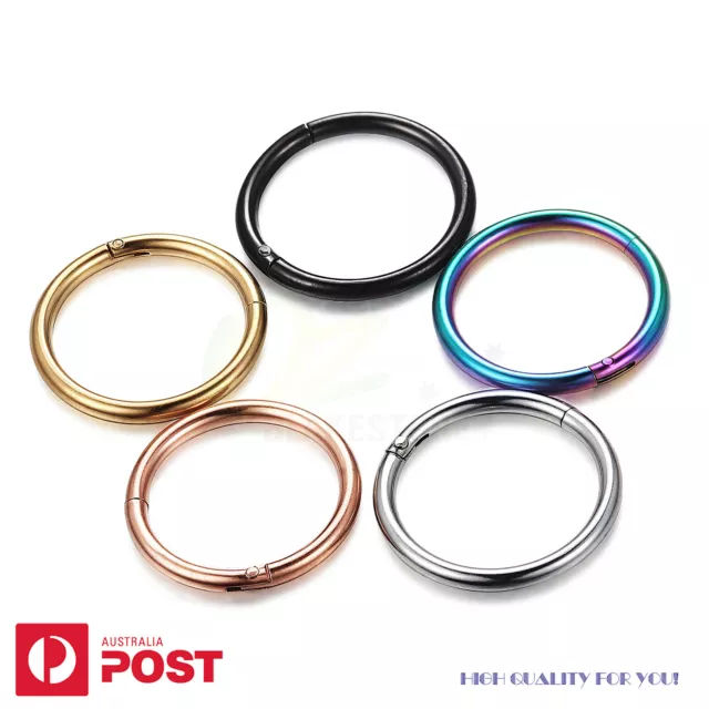 1-6x Piercing Nose Hoop Sleeper Clicker Ring Septum Ear Surgical Steel Jewellery 3