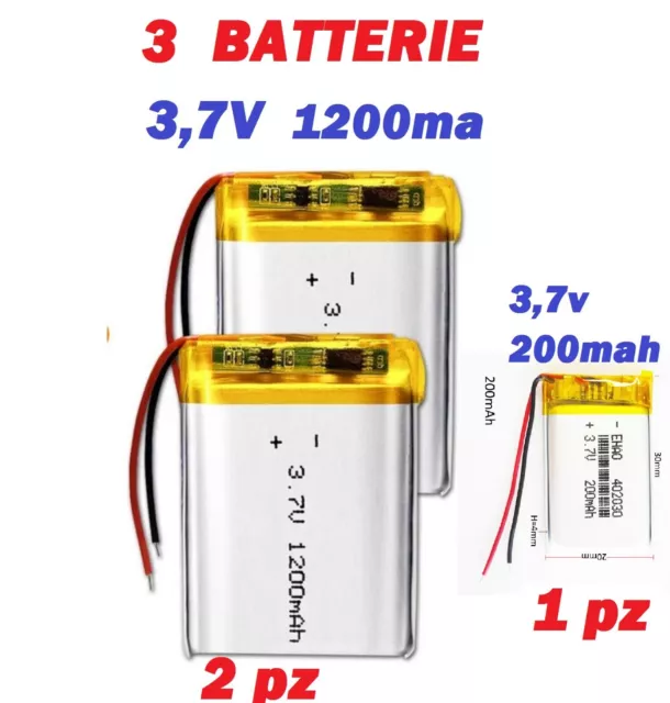 batterie a litio ricaricabili 3.7 V per tutti i device basso drenaggio varie mAh