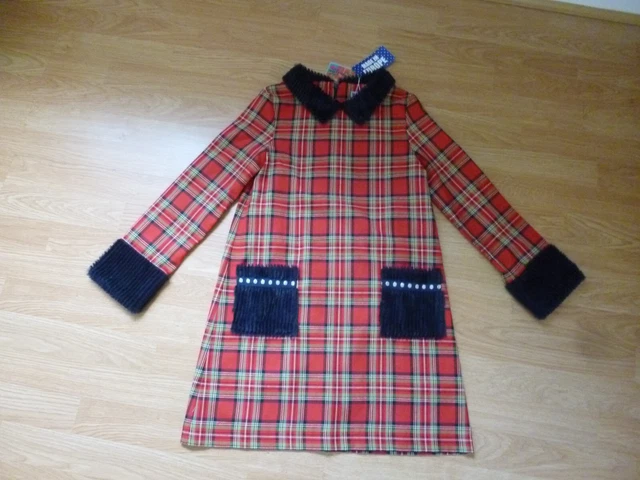 Abito a scacchi rosso nuovo con etichette Rosalita Senoritas designer per ragazze 11-12 anni