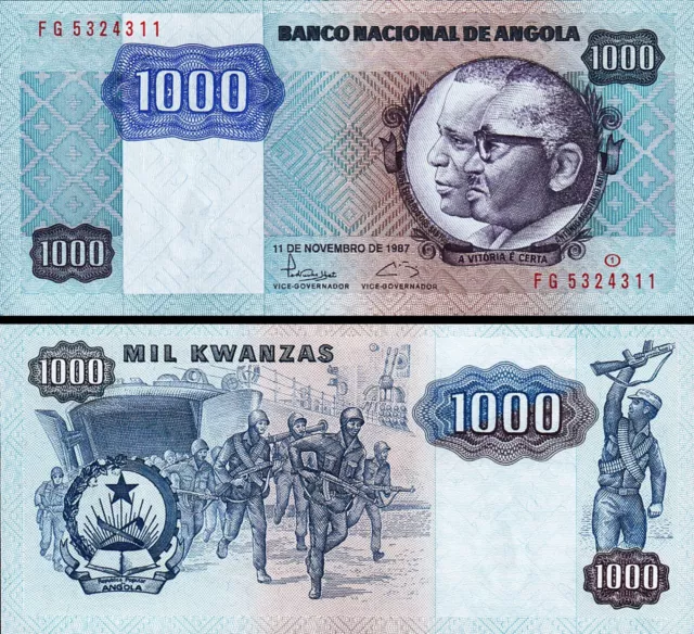 Angola 1000 Kwanzas 1987, UNC, P-121b, Sign 15