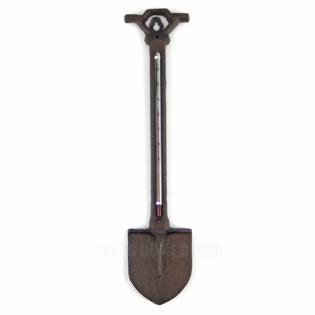 Cast Iron Shovel Garden Thermometer Outdoor Porch Decor Rustic Antique Style