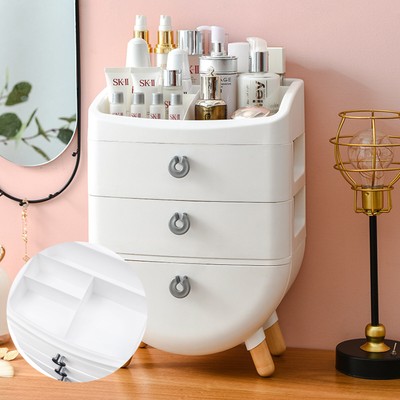 bijoux Attrayant traité Organisateur de bijoux de maquillage multifonctions avec tiroir pour produits cosmétiques boîte de rangement porte-skincare rose 