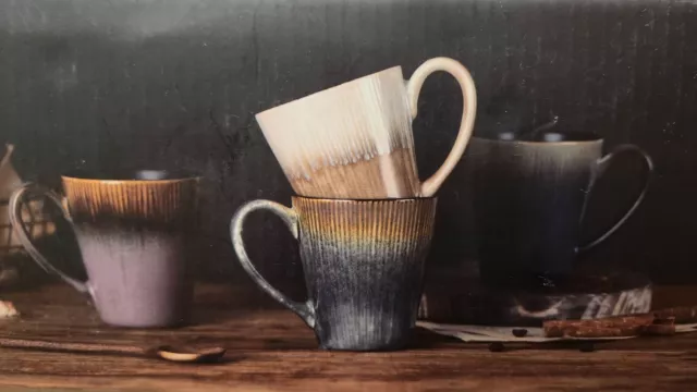 OPEN BOX Set of 4 Studio Dinnerware Reactive Glaze 12oz Stoneware Coffee Mugs