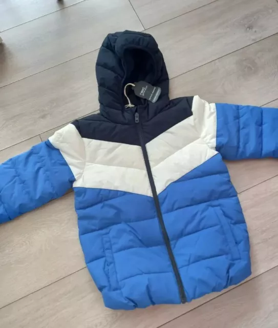 NEXT boys jacket coat chevron cobalt blue zip up hooded 3-4 years