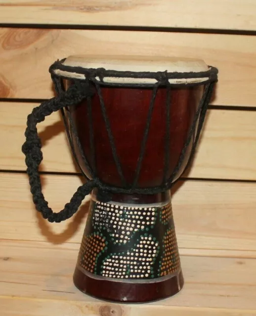 Hand made African wood drum djembe music instrument