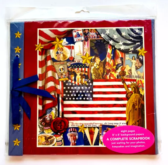 United States Patriotic Scrapbook 8 x 8"  *8 Pages *Just Add Pictures *Mail It!
