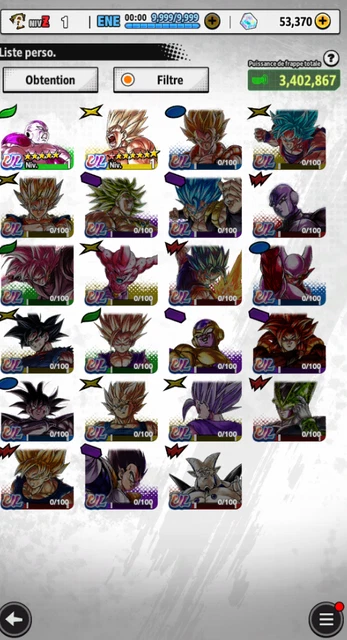 Compte Dragon Ball Legends Android - 13 000 Cristaux - Compte Neuf Jamais Utilisé