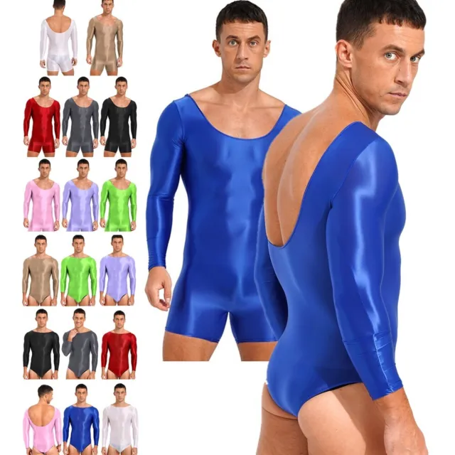 MEN'S ONE PIECE Bodysuit Long Sleeve Leotard Thong Jumpsuit