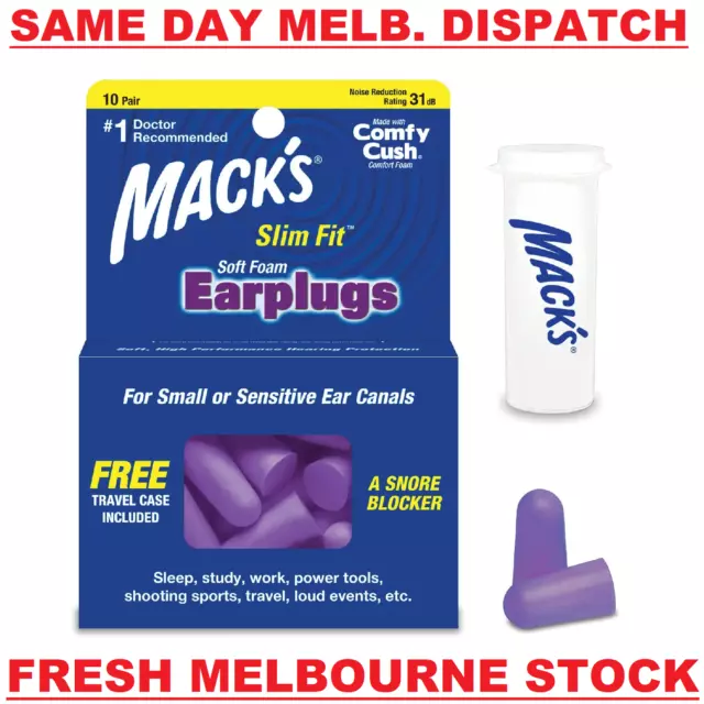 Macks Mack's Slim Fit Soft Foam Earplugs 10 Pair 31dB for small sensitive ears