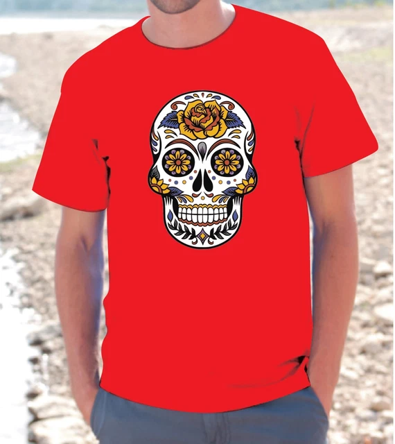 T-SHIRT MAGLIETTA TESCHIO MESSICANO SKULL Uomo Donna unisex tribal tribale