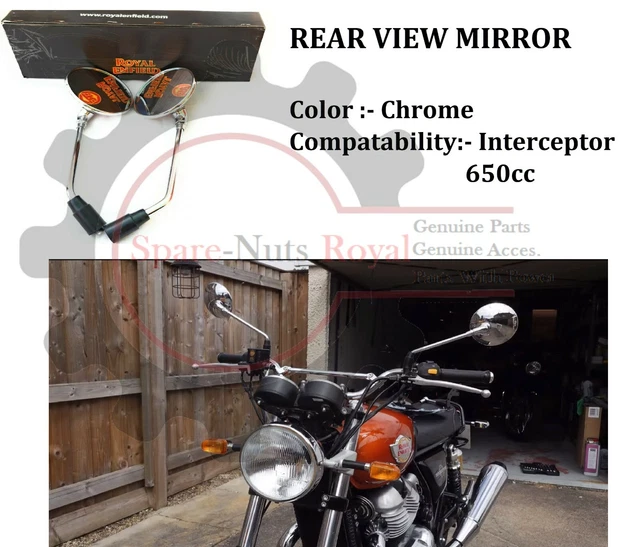 ROYAL ENFIELD &INTERCEPTOR 650cc" Chrome Rear View "Mirror" LH & RH 52