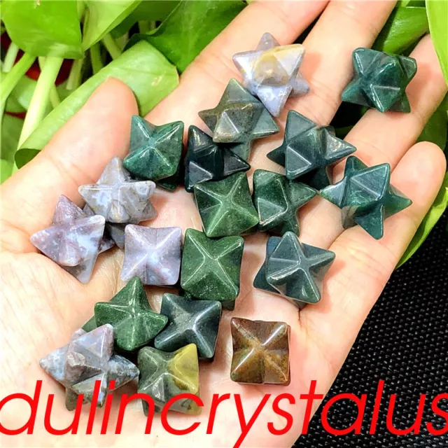 20pcs Natural Indian agate Mini Merkaba Star Quartz Crystal Pendant Reiki Gem