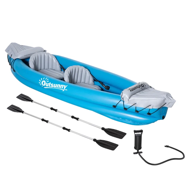 OUTSUNNY INFLATABLE KAYAK 2Person Inflatable Canoe Boat Set with Air
