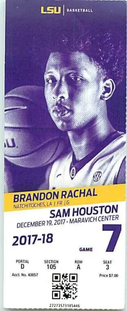 Ticket College Basketball Sam Houston 2017 - 18  12.19 - LSU Tigers