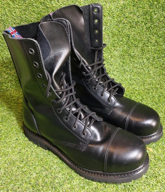 NEW MILTEC INVADER Mens Black Leather Military Punk Combat 10 Hole