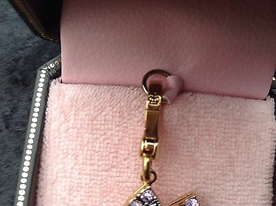 NIB Juicy Couture New Genuine Boxed Gold & Pink Crystal Lucky Horse Shoe Charm 3