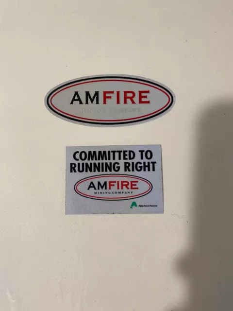 nice lot of 2 different Alpha/ Amfire mining stickers