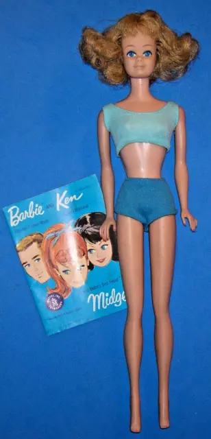 Vintage Midge Doll 860 Blonde Hair Flip SL Barbie 1964 Freckles OSS & Booklet