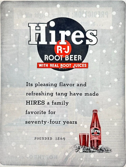 Vintage HIRES Root Beer R-J With Root Juice 74 Years 1943 Magazine Print Ad BF68