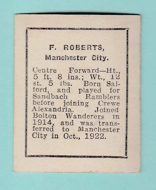 Manchester City  F.c.  -  Footballer -  F. Roberts  -  D. C.  Thomson  -  C 1930 2