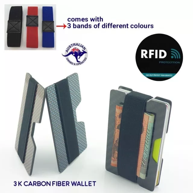 Carbon Fibre RFID protected Slim Card Wallet Money Clip Card Holder Minimalist