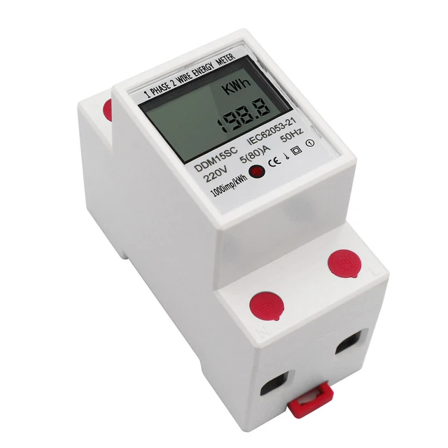 LCD Digital Display  Phase DIN-Rail Energy Meter 5-80A  50Hz K6H9