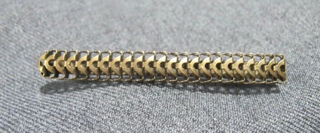 Vintage art deco machine age style goldtone book chain barrette pin brooch *