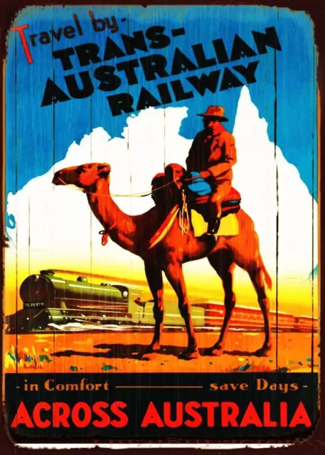 TRANS-AUSTRALIAN RAILWAY Vintage Retro Rustic Wall Decorative Plaques Metal Sign
