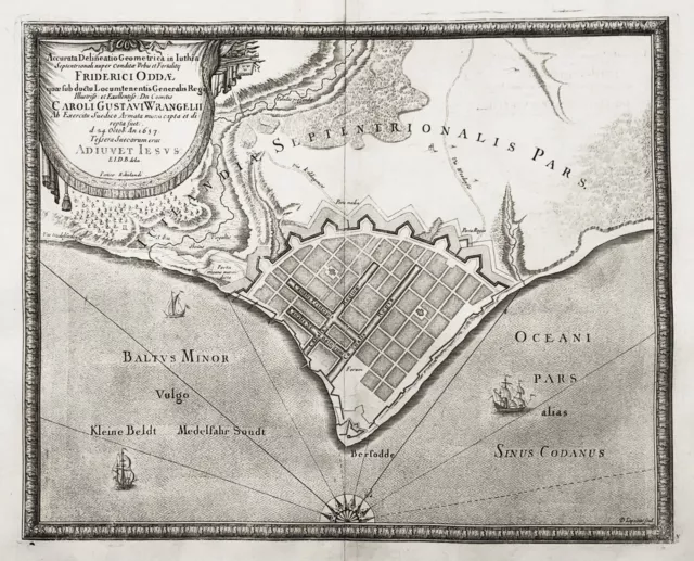 Fredericia Syddanmark Danmark Denmark Dänemark Plan map engraving Dahlberg 1697