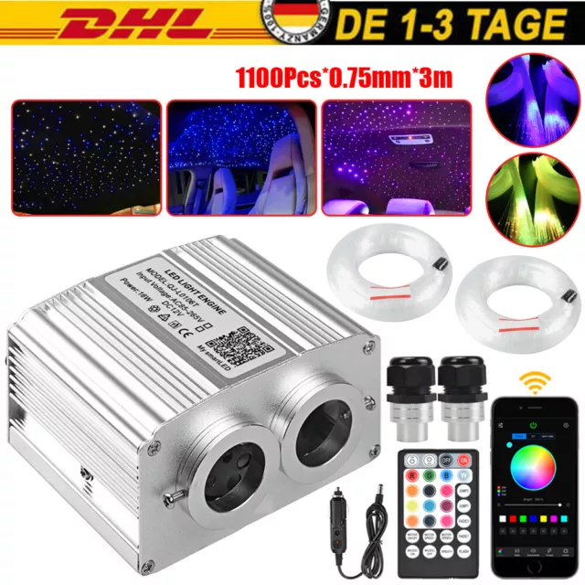 1100 LED RGBW Sternenhimmel Auto Twinkle Lichtfaser Optik Deckenleuchte Kit APP