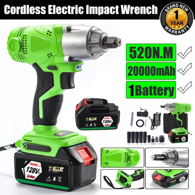 Electric Cordless Impact Wrench Drill Gun Driver 1/2" Ratchet Sockets w/Battery