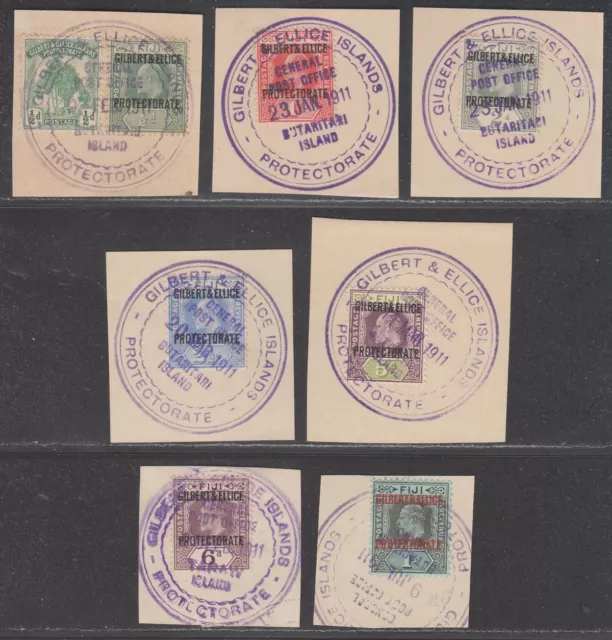 Gilbert Ellice Islands 1911 KEVII Overprint Set Used SG1-7 most BUTARITARI Pmks