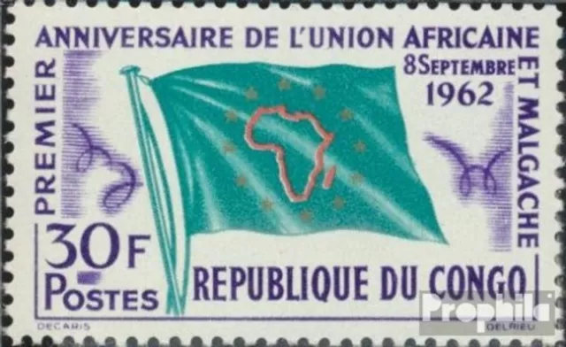 Briefmarken Kongo (Brazzaville) 1962 Mi 25 postfrisch Flaggen und Wappen