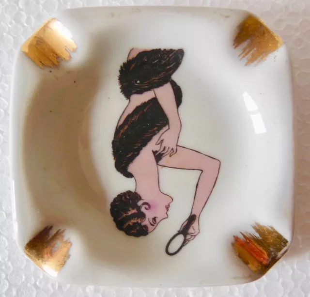 Charmant cendrier érotique en porcelaine de Limoges - érotique -curiosa