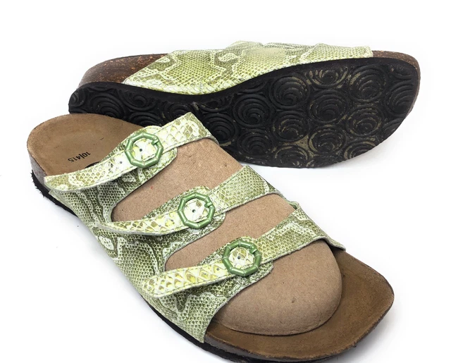 EuroWellness Balance Women’s Sandals Green Snakeskin US 10 EUR 41.5 Slides