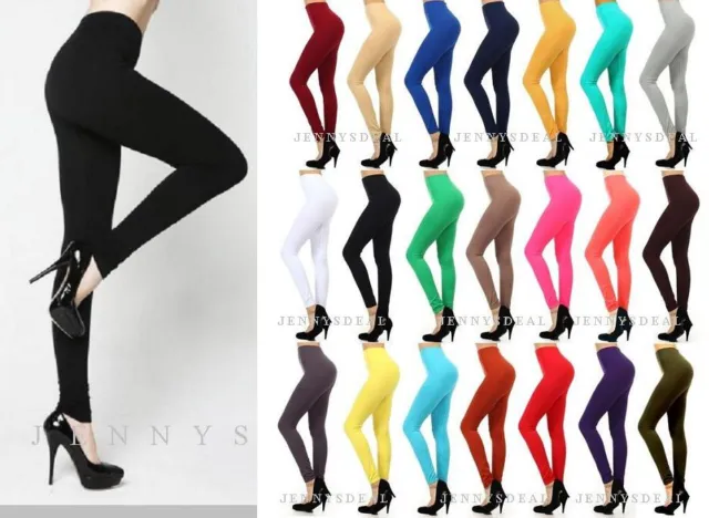 Seamless Spandex Stretch Footless Long Solid Basic Full Length 32" Leggings