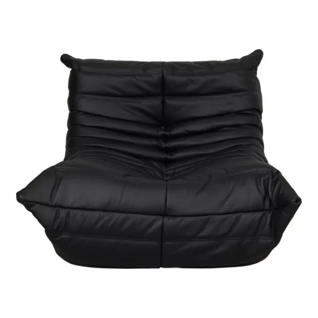 Michel Ducaroy TOGO lounge chair reupholstered in black leather