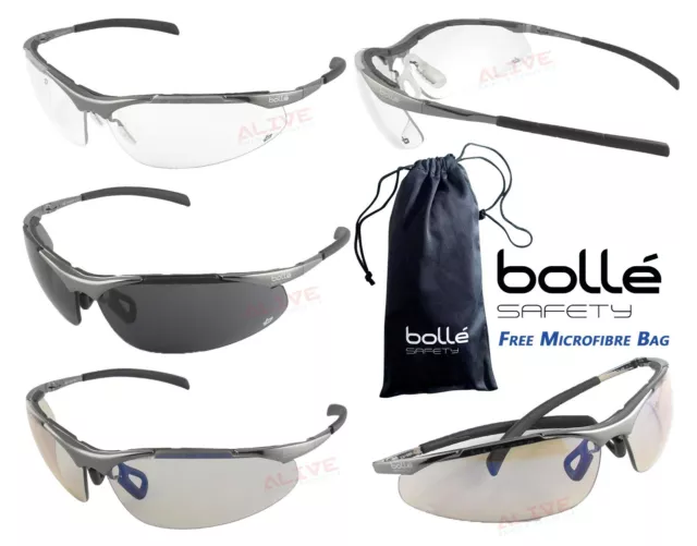 Lunettes de sécurité BOLLE CONTOUR MÉTAL lunettes de protection UV SAC MICROFIBRE GRATUIT