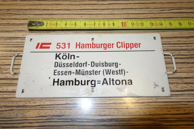 DB Waggonschild Zielanzeige Deutsche Bahn.Schild >IC 531 Hamburger Clipper<