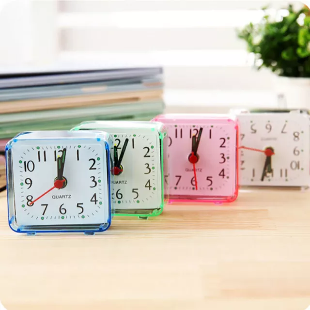UK Portable Square Small Bed Compact Home Travel Quartz Beep Alarm Clock