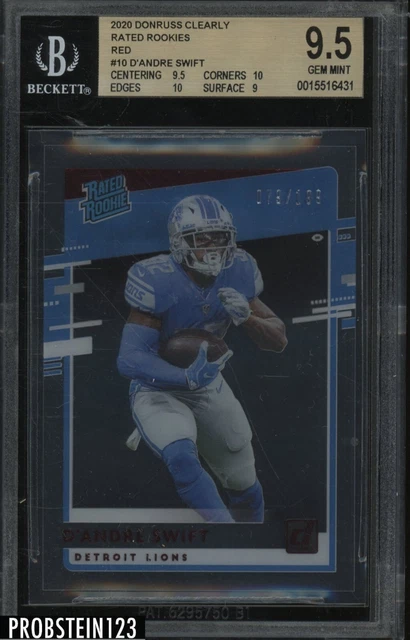 2020 Panini Clearly Donruss Red D'Andre Swift RC Rookie /199 BGS 9.5 GEM MINT