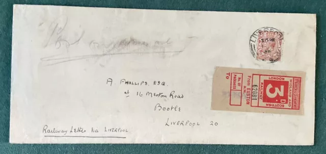 GB 1934 Imperial Airways Crested Envelope addressed Liverpool with Parcel Stamp