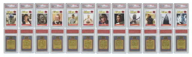 STAR WARS TOPPS Diseños de Tarjetas Raras 1977 - Todas las Clasificadas Gemas Como Nuevas 10 - Conjunto de 12 3