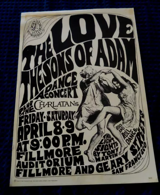 Vintage Original The Love The Sons of Adam Charlatans Dance Concert Poster 1966