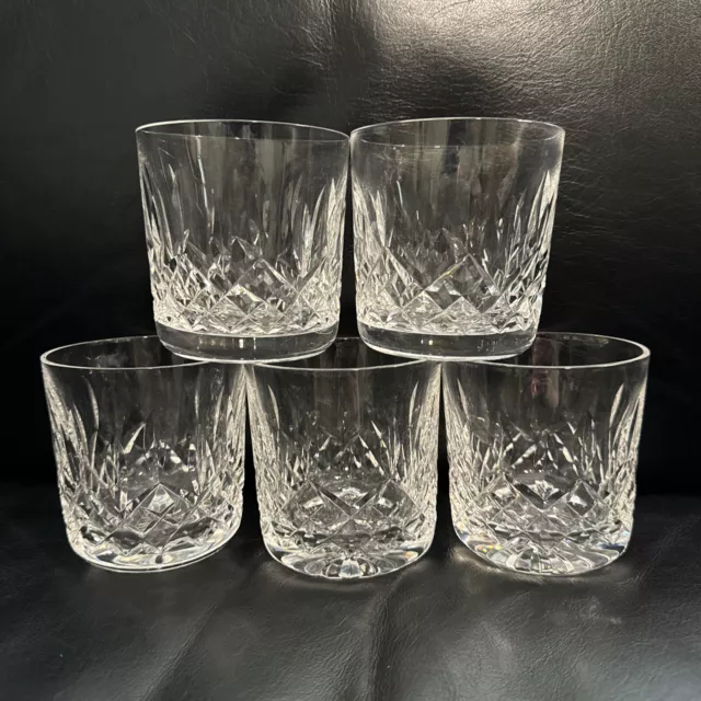 Set of 5 Waterford Crystal Lismore Old Fashioned 9oz Whiskey Tumbler 3 3/8" Tall