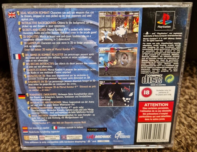 MORTAL KOMBAT 4 PlayStation PS1 MK4 Complete With Instructions **Free ...