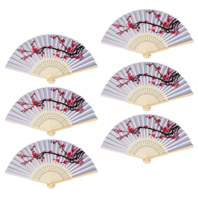 6 Pcs paper hand fans DIY Folding Fan Japanese Folding Fan Vintage Decor