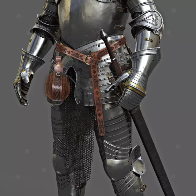 Costume d'Halloween rétro avec ceinture en cuir PU de chevalier médiéval